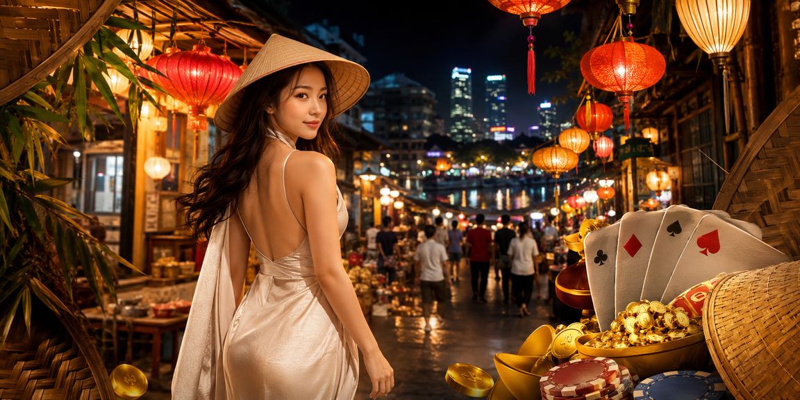 Người chơi bài tại Hà Nội với nón lá, biểu tượng văn hóa Việt Nam