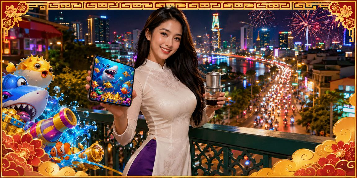 Người chơi tại TP. Hồ Chí Minh thưởng thức cà phê và tham gia bắn cá trực tuyến trên điện thoại